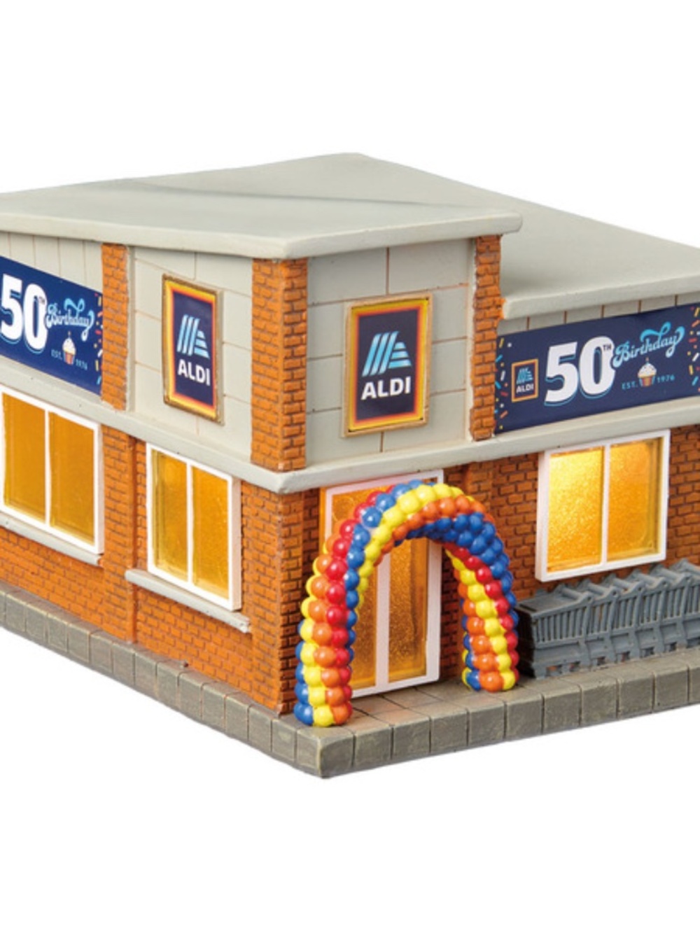 The Aldi 50th Birthday Store Model, NWT, lit windows, built in timer collectible